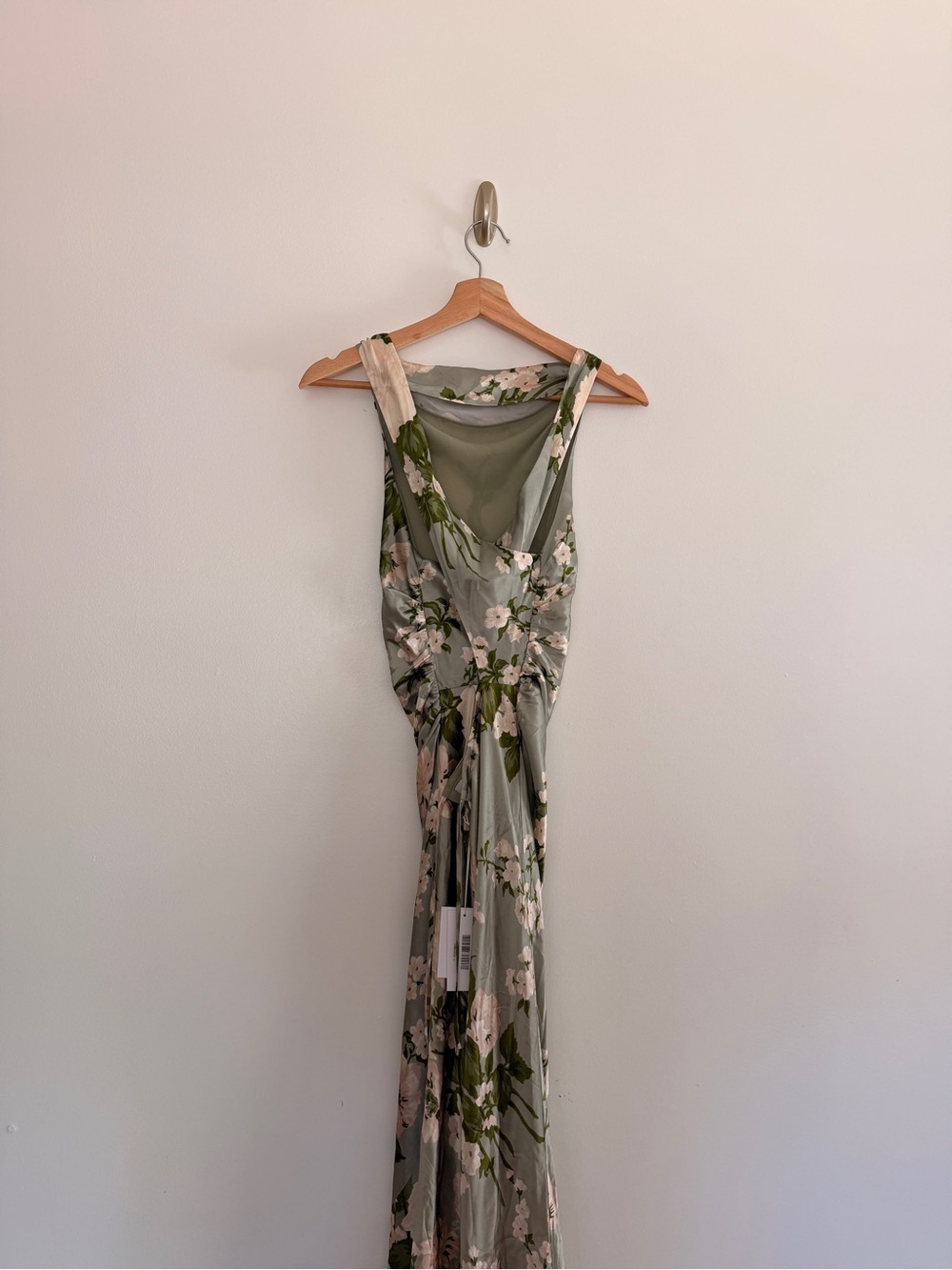 Reformation Anais Floral Silk Dress Tarragon Green Size 4 NWT - Picture 8 of 9